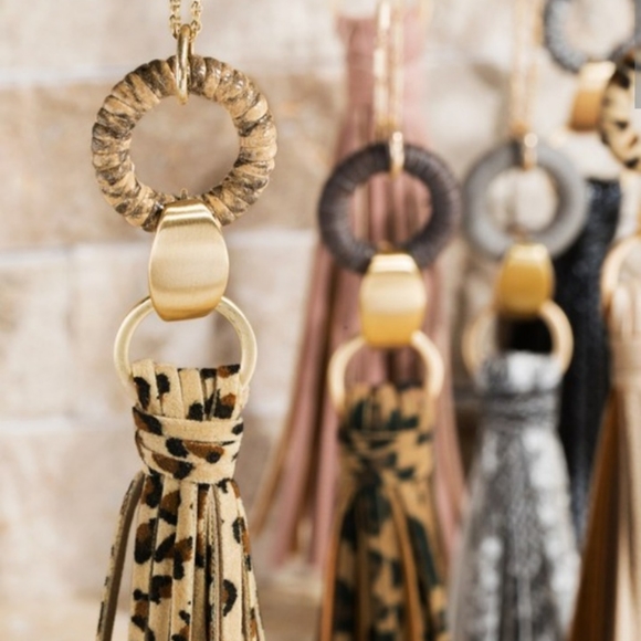 Faux Leather Tassel Necklace - Picture 2 of 7